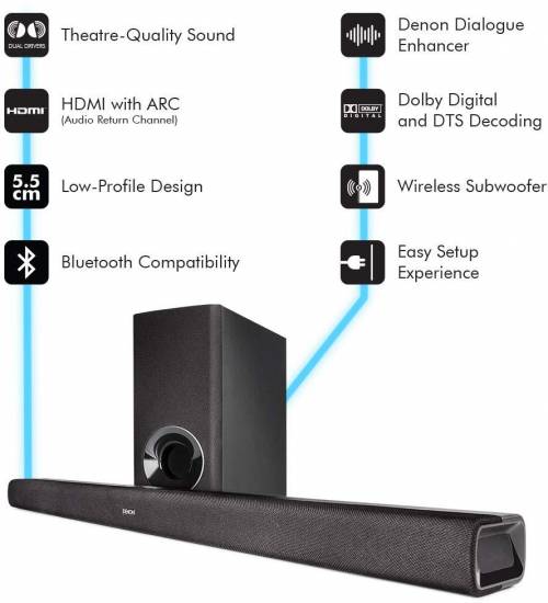DENON DHT-S316 サウンドバー DHT-S316 - Mid-size Sound Bar with wireless Subwoofer and