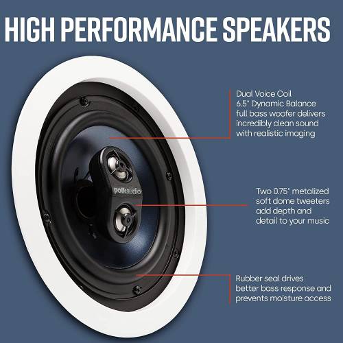 Polk Audio Rc6s Ceiling Stereo Speaker Perfect Match For Indoor/outdoor  Placement Bath, Kitchen,covered Porches(each)