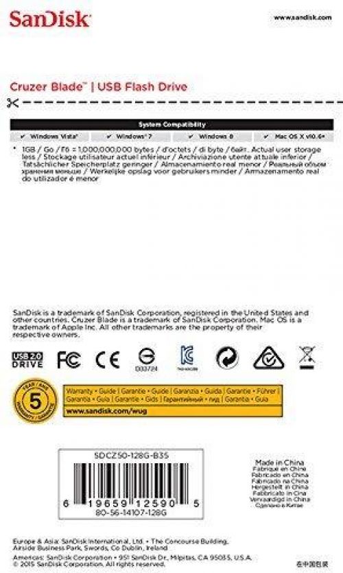 Buy Sandisk 128GB Cruzer Blade USB Pen Drive Online At Lowest