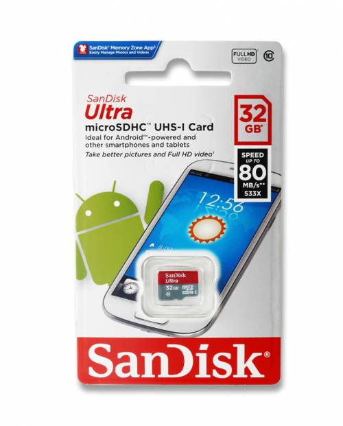 Sandisk ultra 32 Gb Class 10 80 Mb/s Micro Sdhc Memory Card