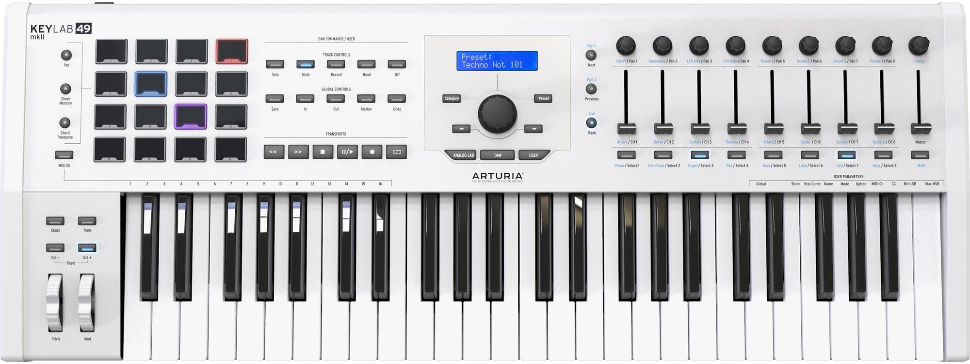 Arturia KeyLab 49 MkII White Midi Controller With Free V Collection Software zoom image