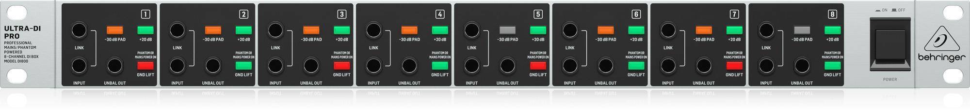 Behringer Di800 Professional Mains/phantom Powered 8-channel Di Box zoom image