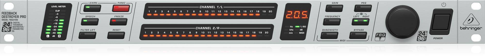 Behringer Fbq2496 Automatic And ultra-fast Feedback Destroyer/parametric Eq With 40 Fbq Filters And 96 Khz Audio Performance zoom image