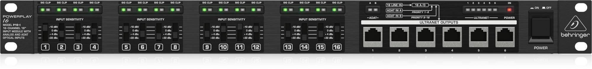 Behringer P16-i 16-channel 19 Inch Input Module With Analog And Adat Optical Inputs zoom image