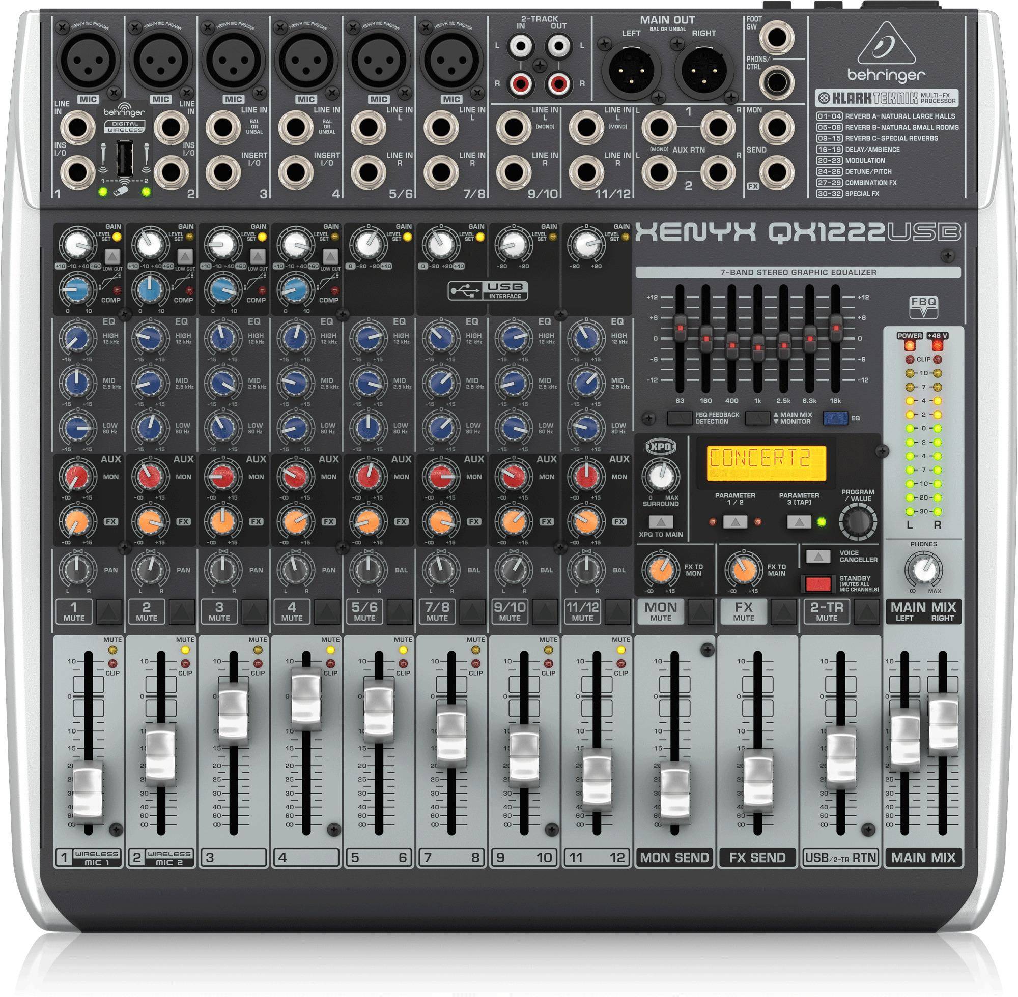 Behringer Qx1222usb Premium 16-input 2/2-bus Mixer With Xenyx Mic Preamps And Compressors zoom image