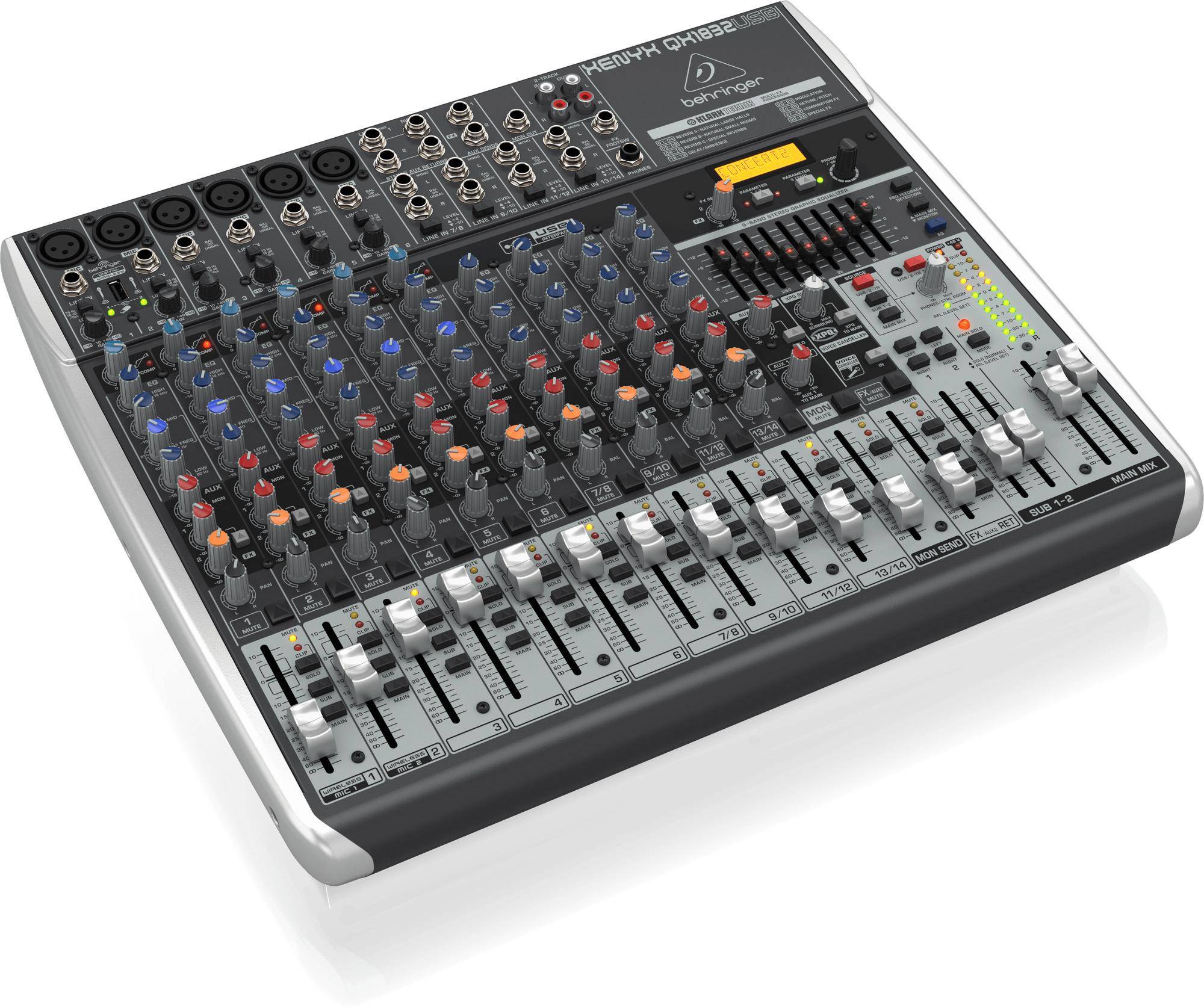 Behringer Qx1832usb Premium 18-input 3/2-bus Mixer With Xenyx Mic Preamps And Compressors zoom image