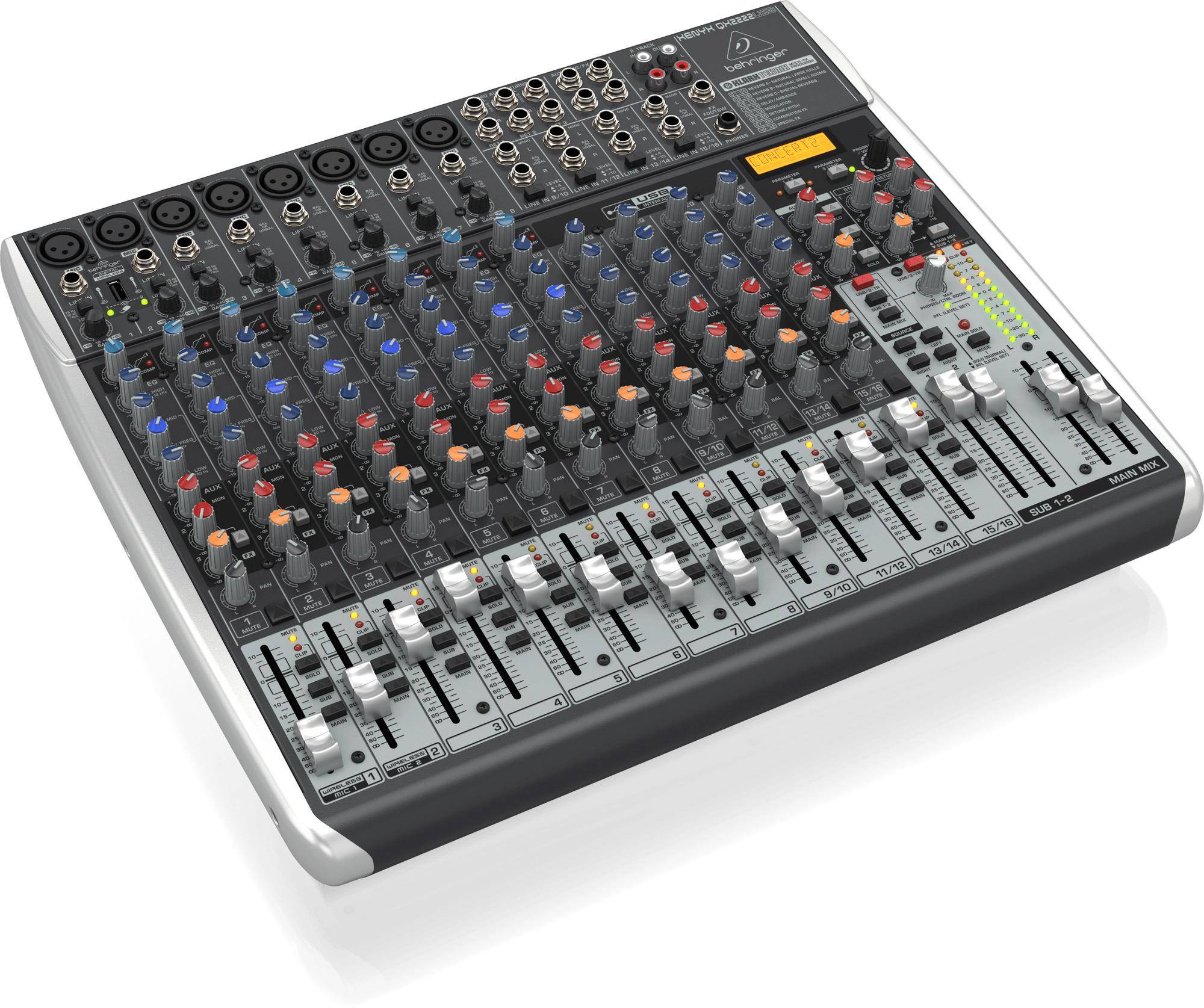 Behringer Qx2222usb Premium 22-input 2/2-bus Mixer With Xenyx Mic Preamps And Compressors zoom image