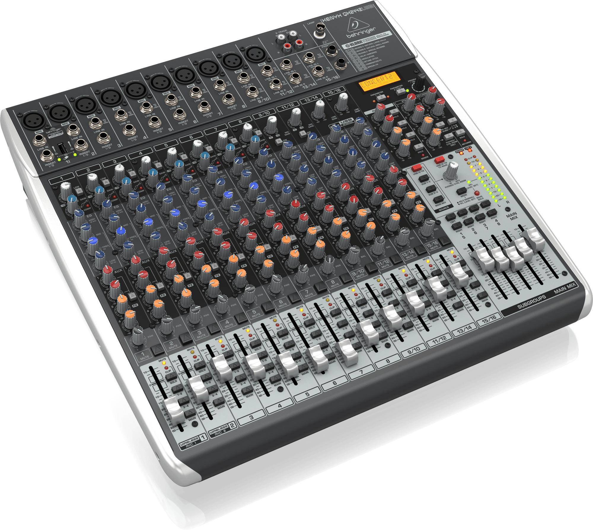 Behringer Qx2442usb Premium 24-input 4/2-bus Mixer With Xenyx Mic Preamps And Compressors zoom image