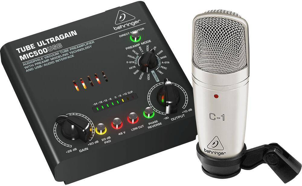 Behringer Voice Studio Condenser Mic with Tube Pre Amplifier & USB Audio Interface Bundle zoom image