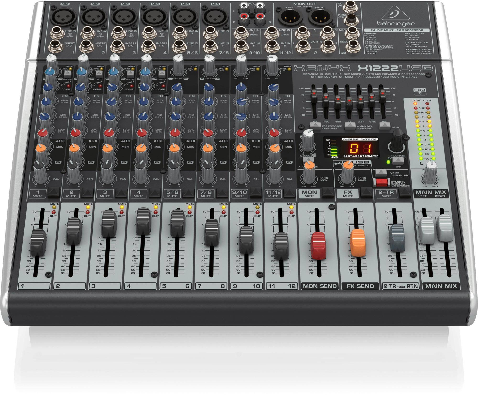 Behringer X1222usb 2/2-bus Mixer With Xenyx Mic Preamps And Compressors zoom image