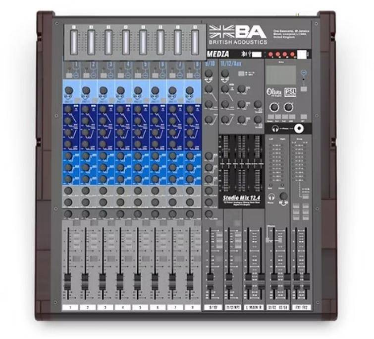 British-Acoustics Studio Mix 12.4 DFX 12 Channel Analogue Mixing Desk With Dual FX zoom image