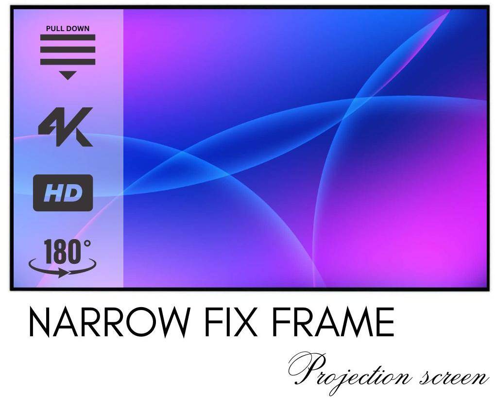 Elcor, Silver3D Narrow Fixed frame screen 200-inch Diagonal In 16:9 Aspect Ratio, 3D/4K technology zoom image