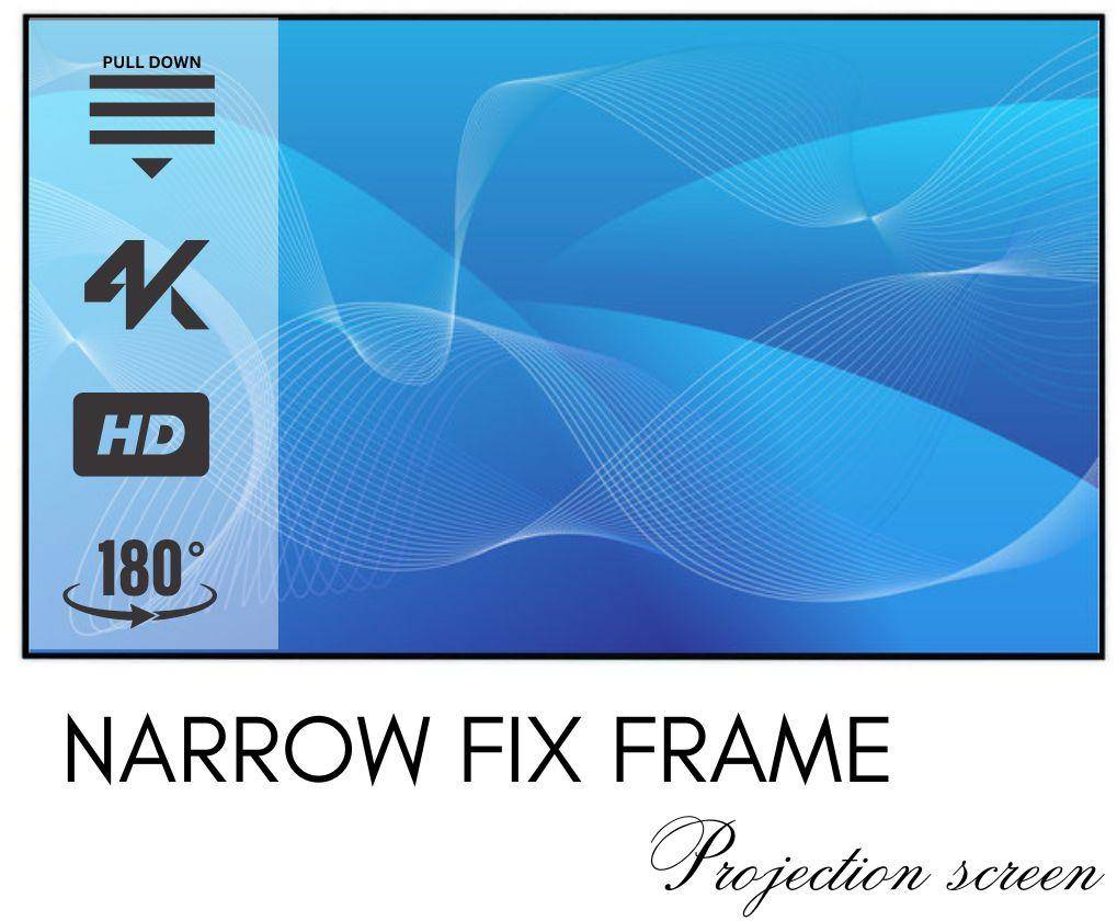 Elcor, Silver3D Narrow Fix frame screen 200-inch Diagonal In 16:10 Aspect Ratio, 3D/4K technology zoom image
