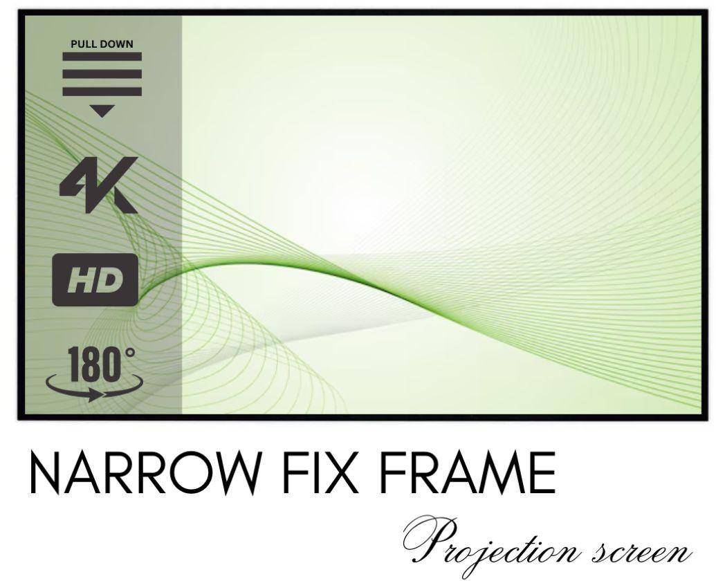 ELCOR, ezCinema Matte White Narrow fix frame Screen 200-inch Diagonal In 16:09 Ratio, UHD/3D/4K Technology zoom image