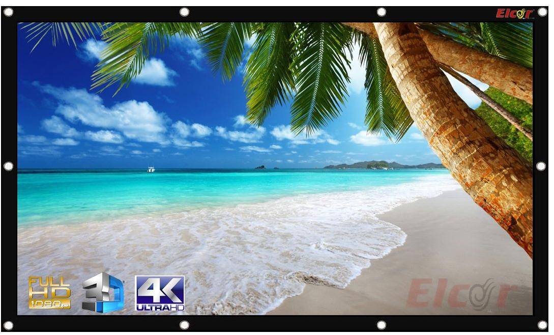 Elcor 84 Inch-diagonal 4ft X 6ft Eyelets Projector Screen zoom image