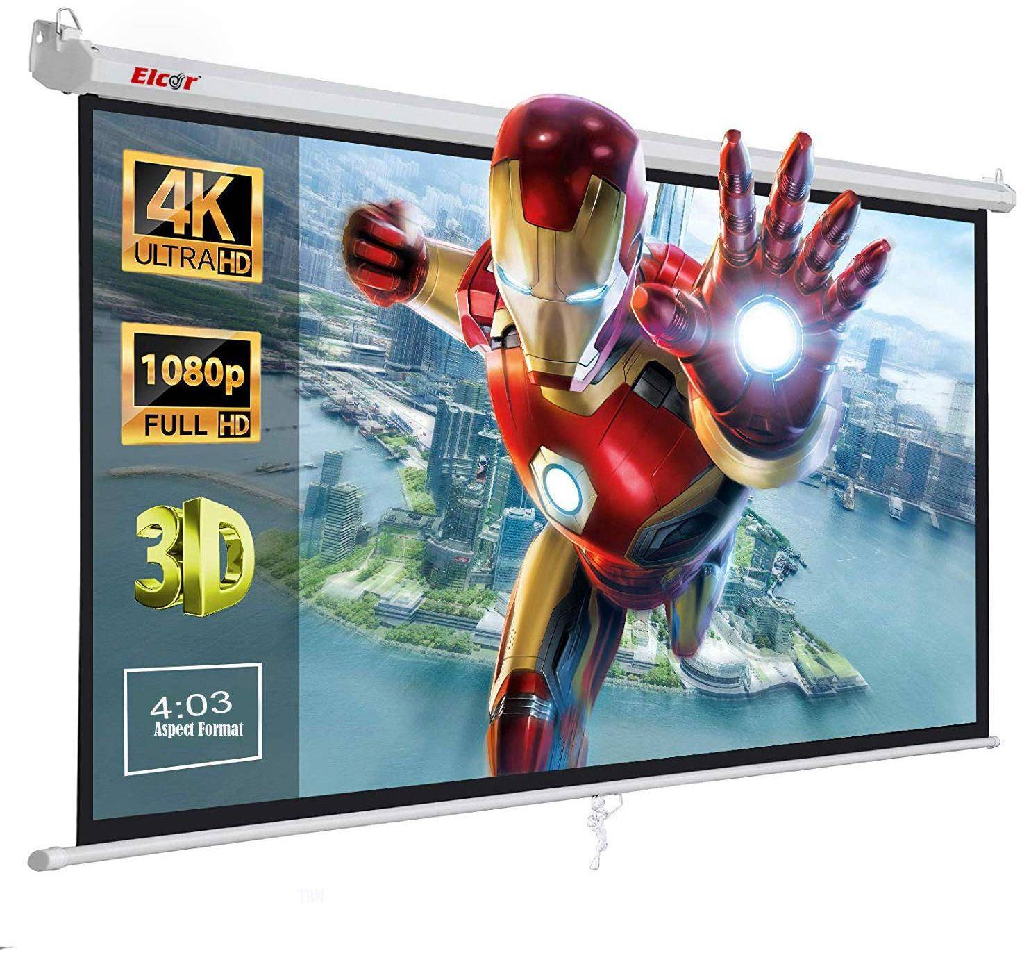 Elcor 6ft By 8ft 120 Inch Diagonal Manual Auto Lock Series Projector zoom image
