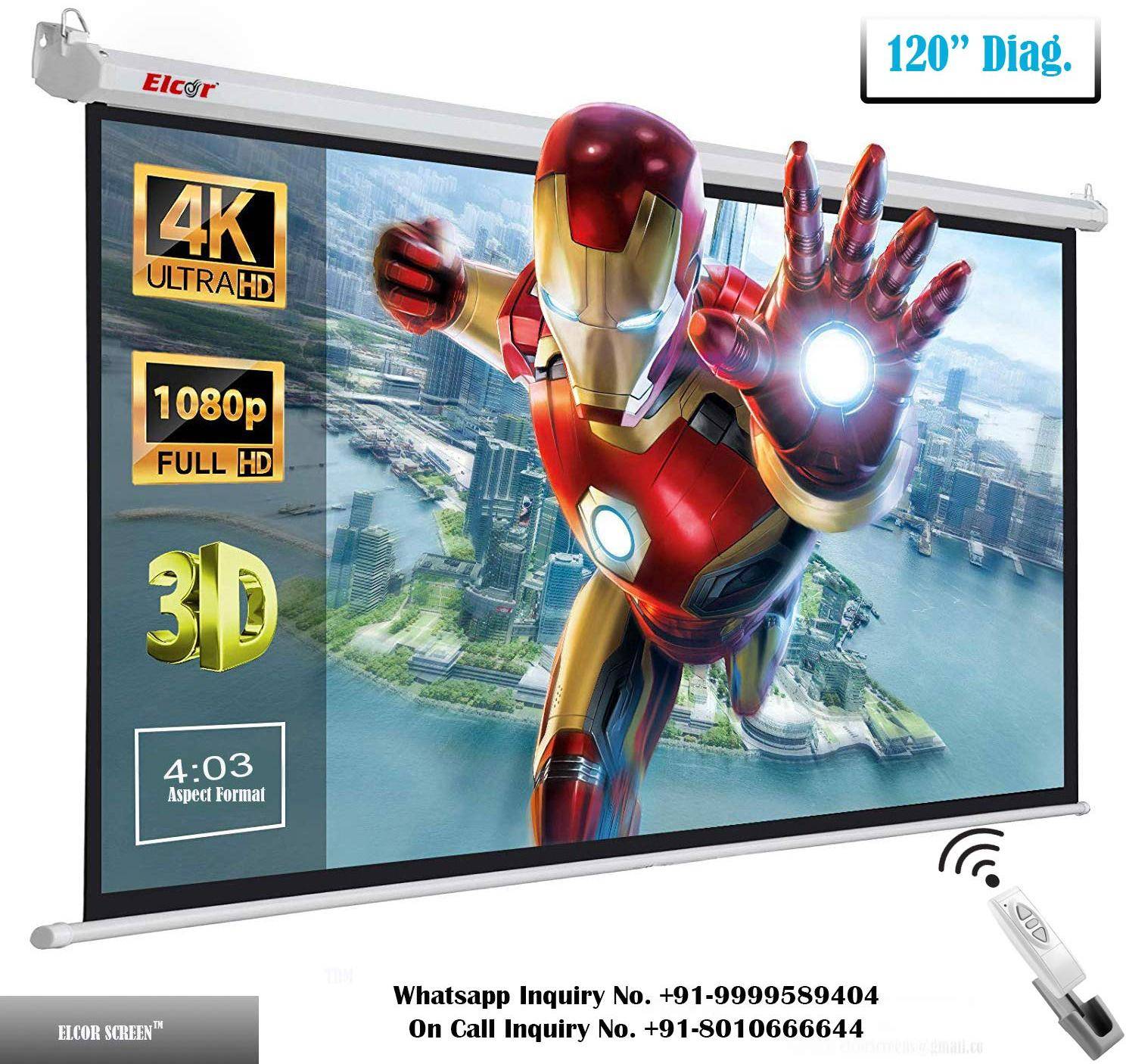 Elcor 6ft X 8ft 120 Inch Diagonal Motorized Projector Screen zoom image