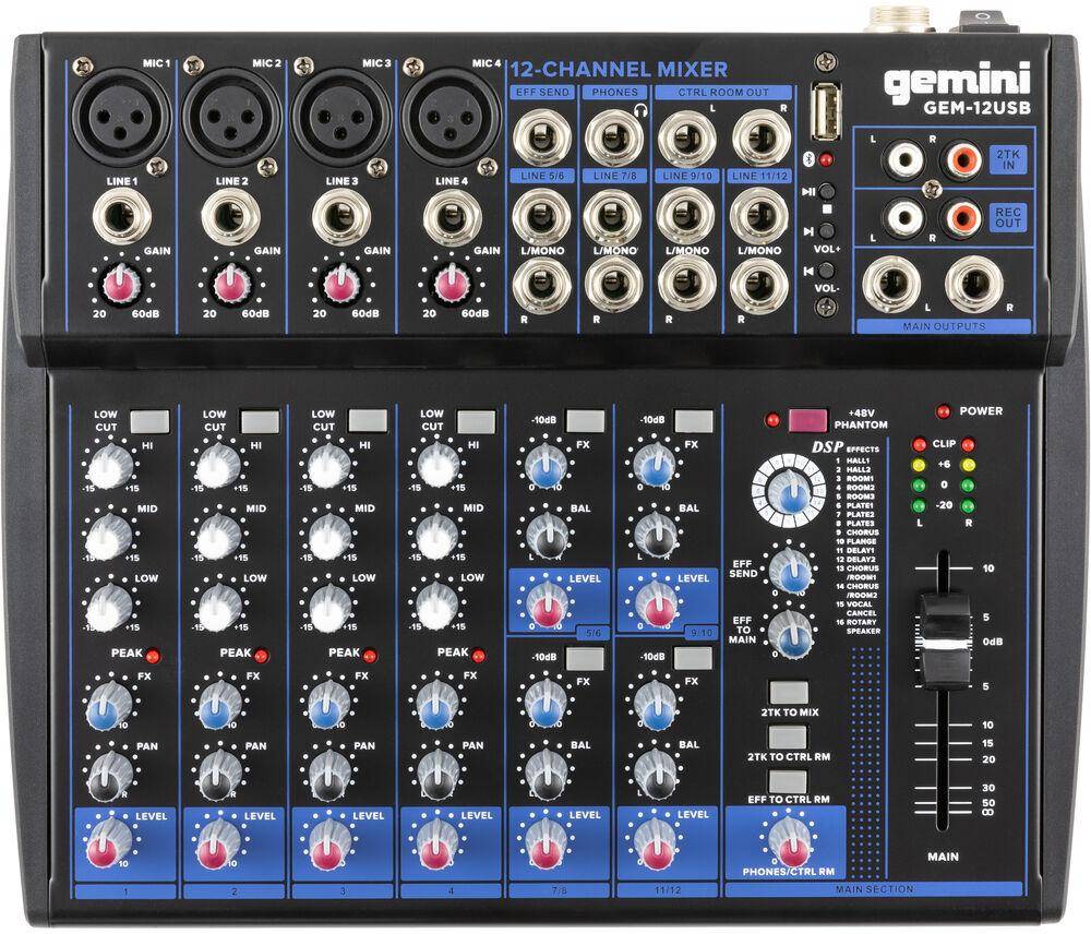 Gemini Sound GEM-12USB Compact 12 Channel Bluetooth Mixer zoom image