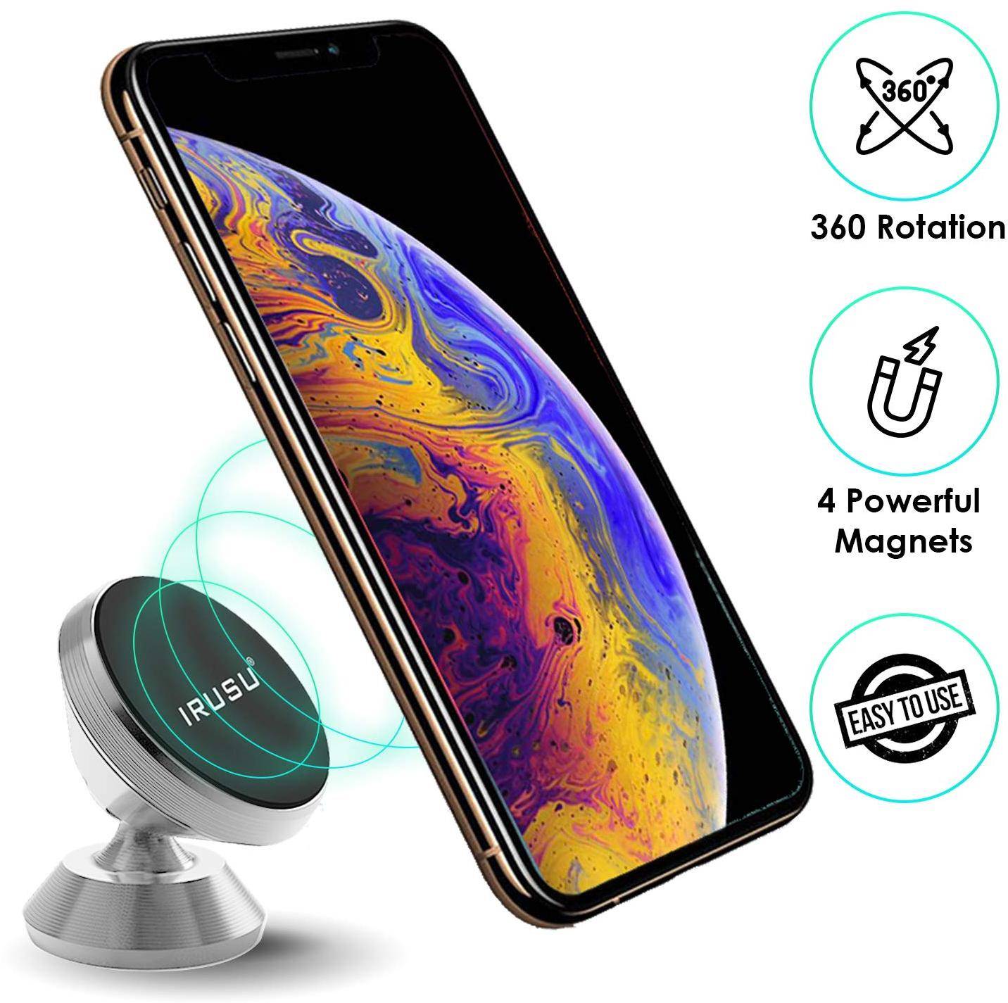 Irusu Ir-chb Magnetic Car Mobile Phone Holder With 360 Degree zoom image