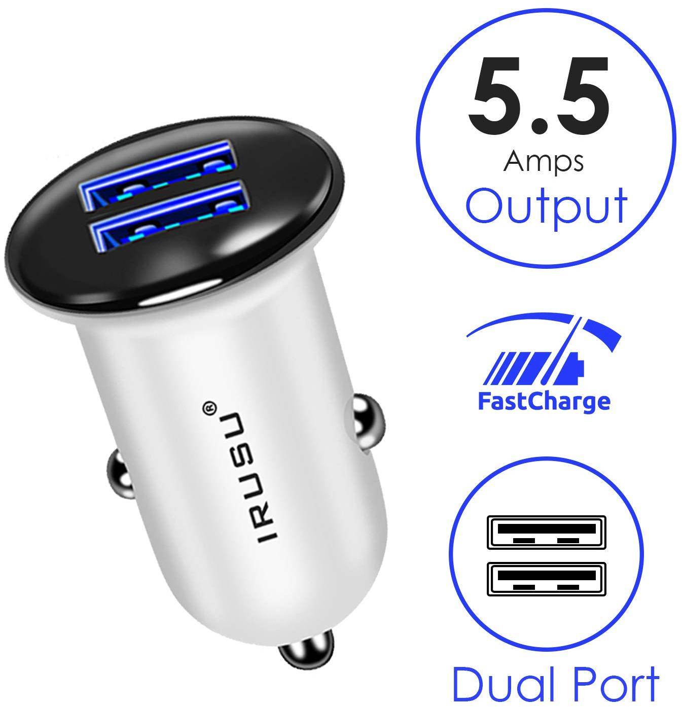 Irusu 5.5 Amps Fast Charging Car Charger With two Ports zoom image