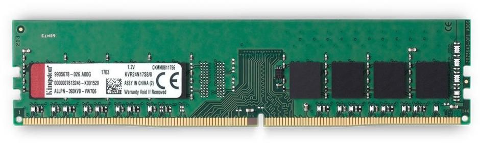 Kingston Valueram 8gb (8gbx1) 2400mhz Ddr4 Non-ecc Dimm Desktop Memory (kvr24n17s8/8) zoom image