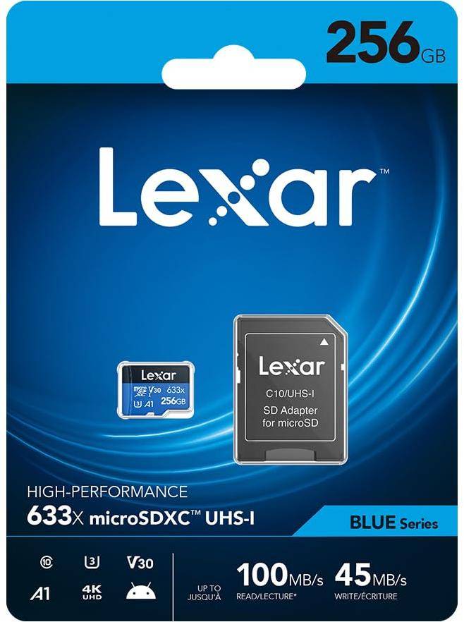 Lexar 256GB High-Performance 633x UHS-I microSDXC Memory Card with SD Adapter zoom image