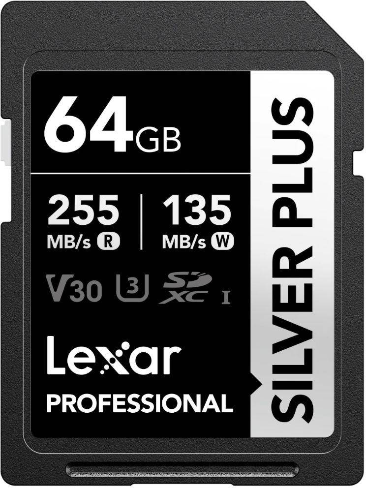 Lexar 64GB SDXC UHS-I V30 Silver Plus Memory Card zoom image