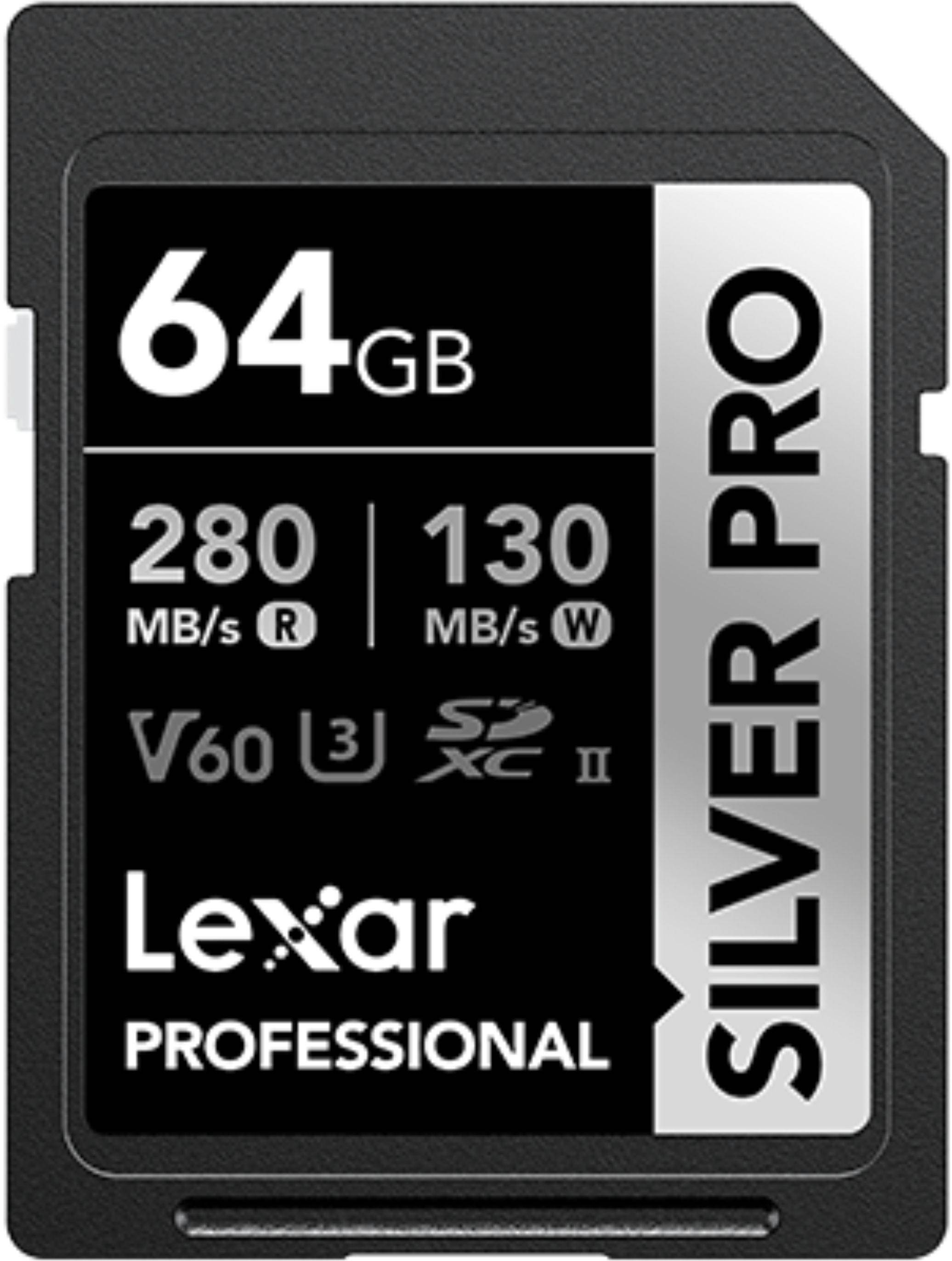 Lexar 64GB SDXC UHS-II v60 Silver Pro Memory Card zoom image