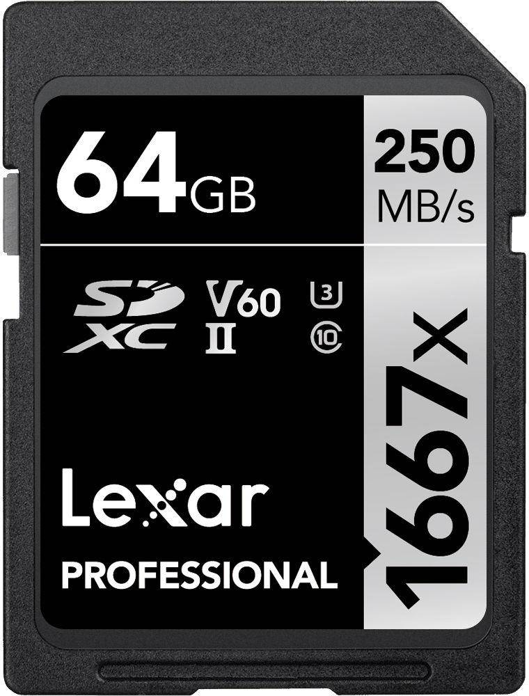 Lexar Professional Silver PRO UHS II C10, U3, V60, Full-HD & 4K Video 64 GB SDXC Class 10 280 MB/s Memory Card zoom image
