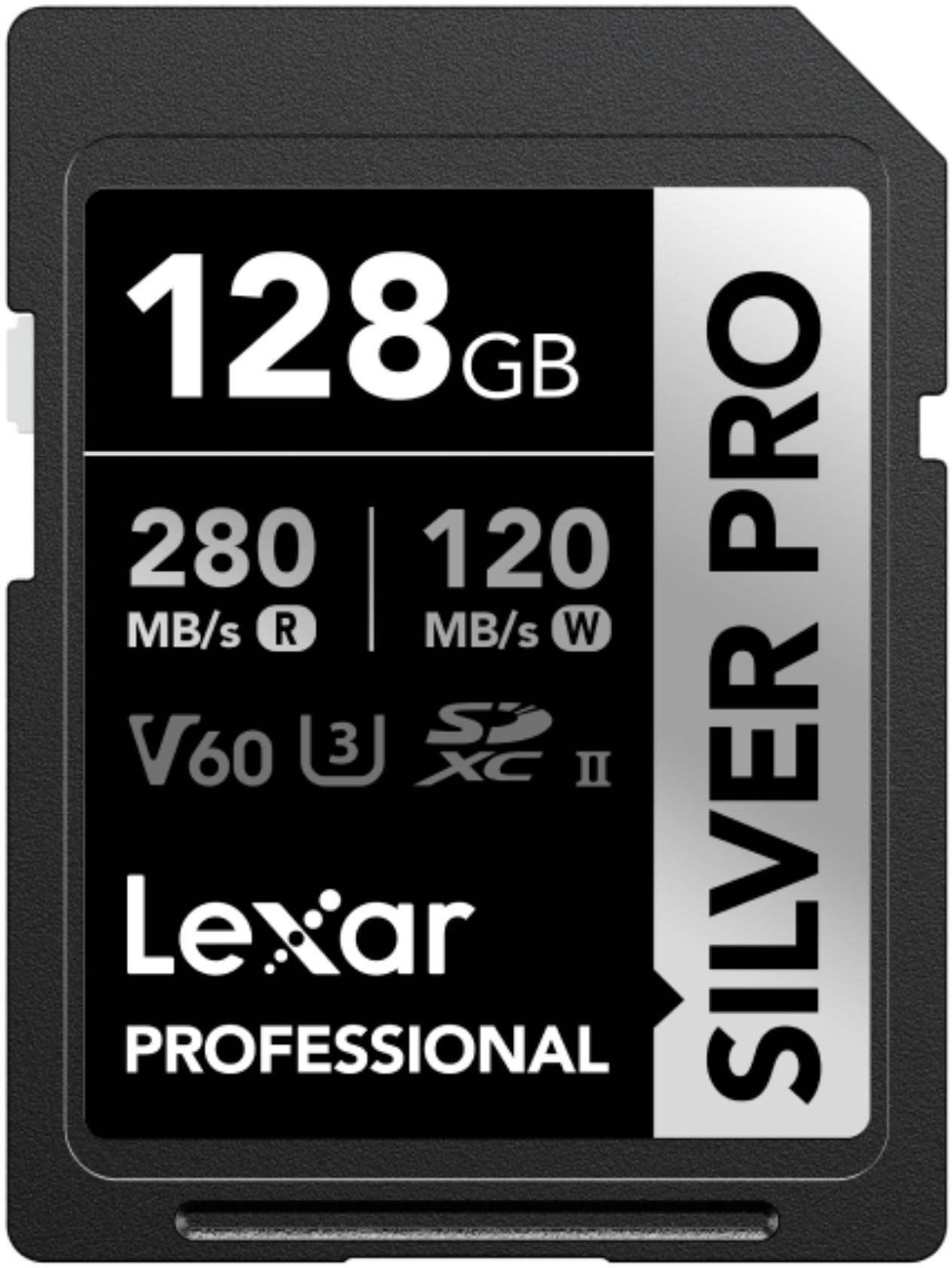 Lexar Professional Silver Pro UHS II C10, U3, V60, Full-HD & 4K Video 128 GB SDXC Class 10 280 MB/s Memory Card zoom image