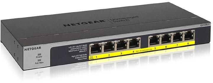 NETGEAR GS108LP 8-Port Gigabit Ethernet Unmanaged PoE Switch - with 8 x PoE+ @ 60W Upgradeable zoom image