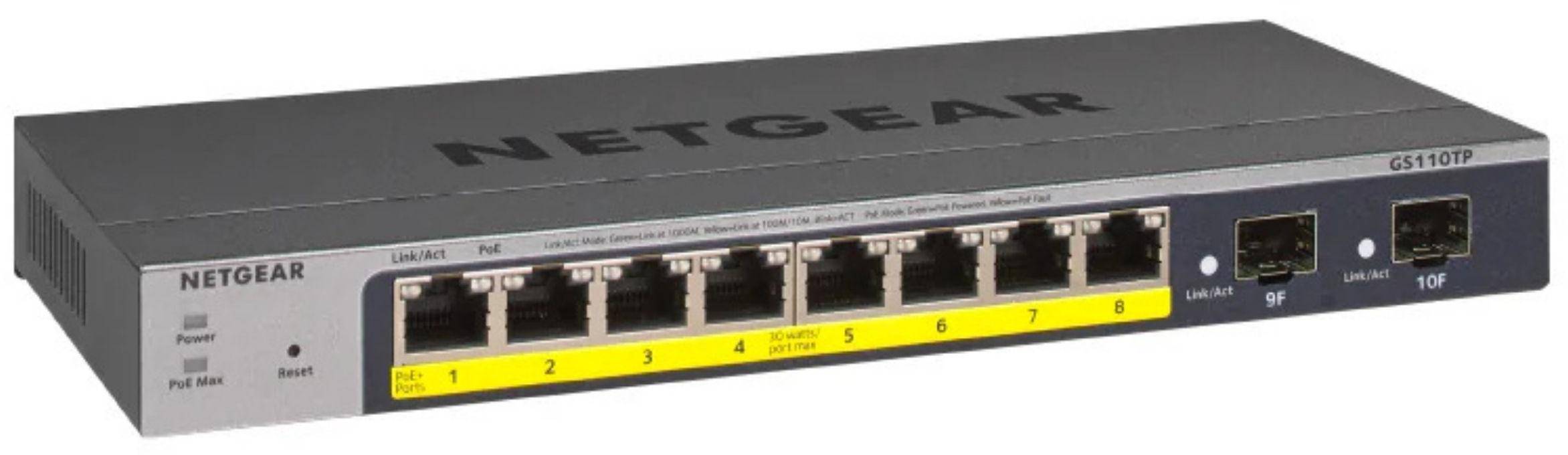 Netgear 10-Port Gigabit Ethernet Smart Switch with 8 PoE Ports and 2 Dedicated SFP Ports zoom image