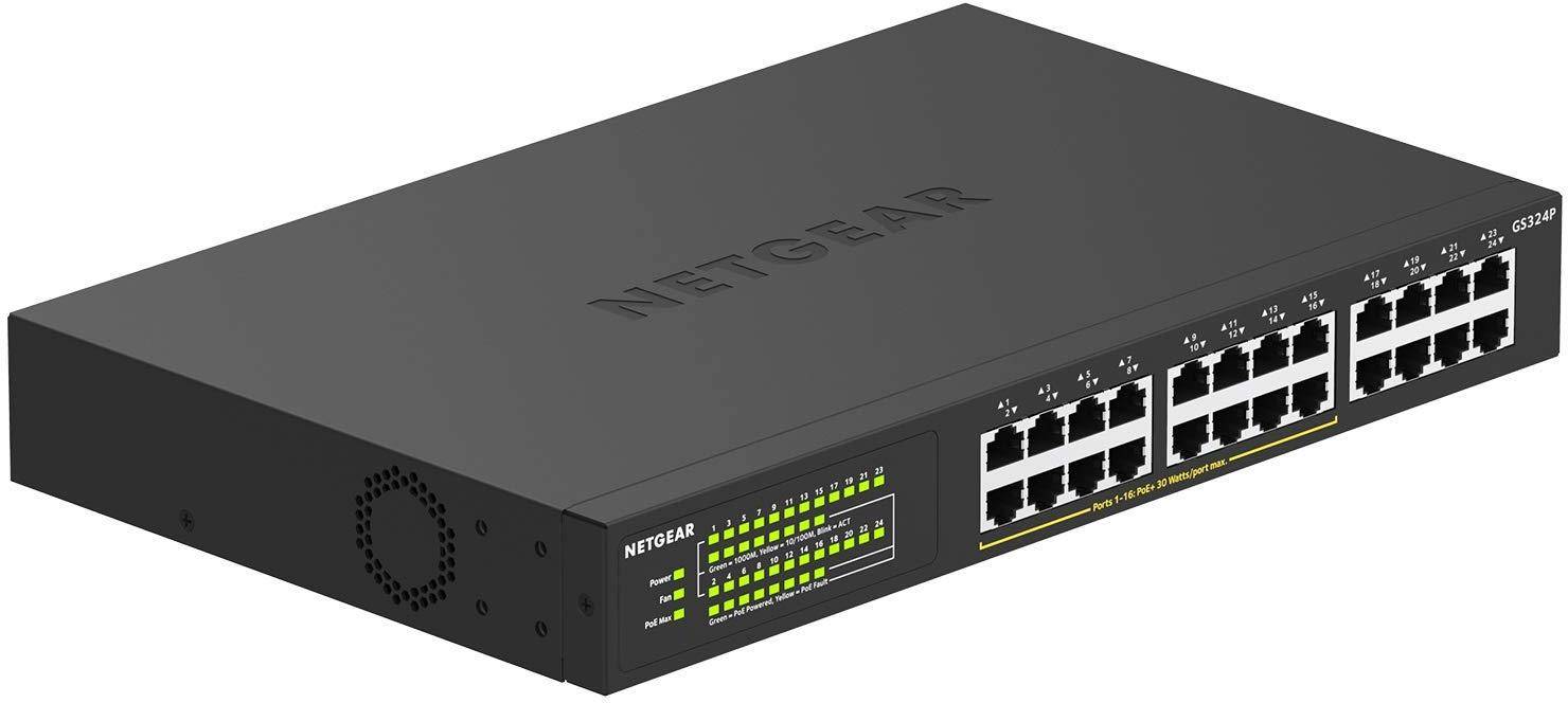 NETGEAR GS324P 24-Port Gigabit Ethernet Unmanaged PoE+ Switch - with 16 x PoE+ @ 190W zoom image