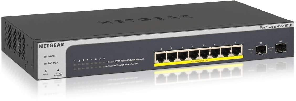 NETGEAR GS510TLP 10-Port Gigabit Ethernet Smart Managed Pro PoE Switch - with 8 x PoE+ @ 75W zoom image