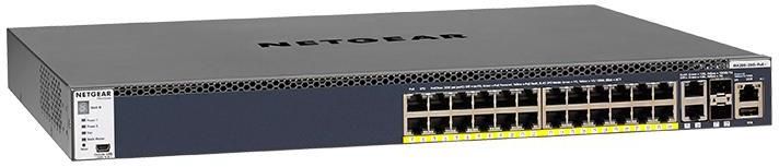 NETGEAR 24-Port Fully Managed Switch M4300-28G-PoE+, 24x1G PoE+, 2x10GBASE-T, 2xSFP+, Stackable, 550W PSU zoom image