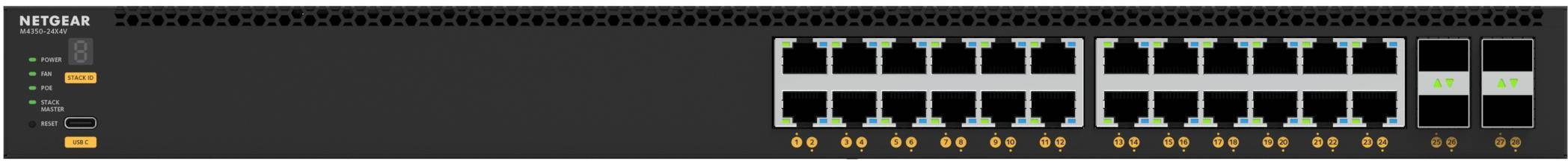 NETGEAR M4350-24X4V Fully Managed Switch (XSM4328CV) 24x10G/Multi-Gig PoE+ 4xSFP28 25G zoom image