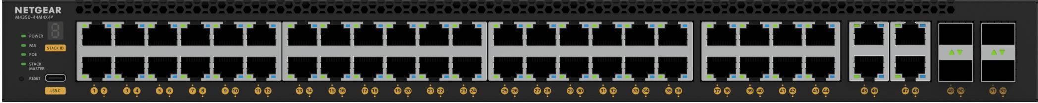 Netgear M4350-44M4X4V Fully Managed Switch (MSM4352) 44x2.5G, 4x10G/Multi-gig PoE++ 4xSFP28 25G zoom image