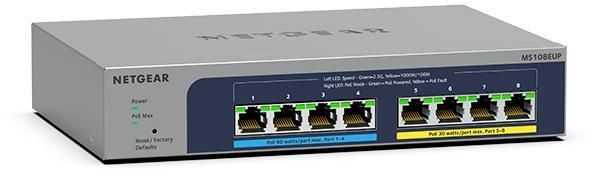 NETGEAR 8-Port Ultra60 PoE Multi-Gigabit Ethernet Plus Switch (MS108EUP) - Managed, with 4 x PoE++ and 4 x PoE+ @ 230W, Desktop or Wall Mount zoom image