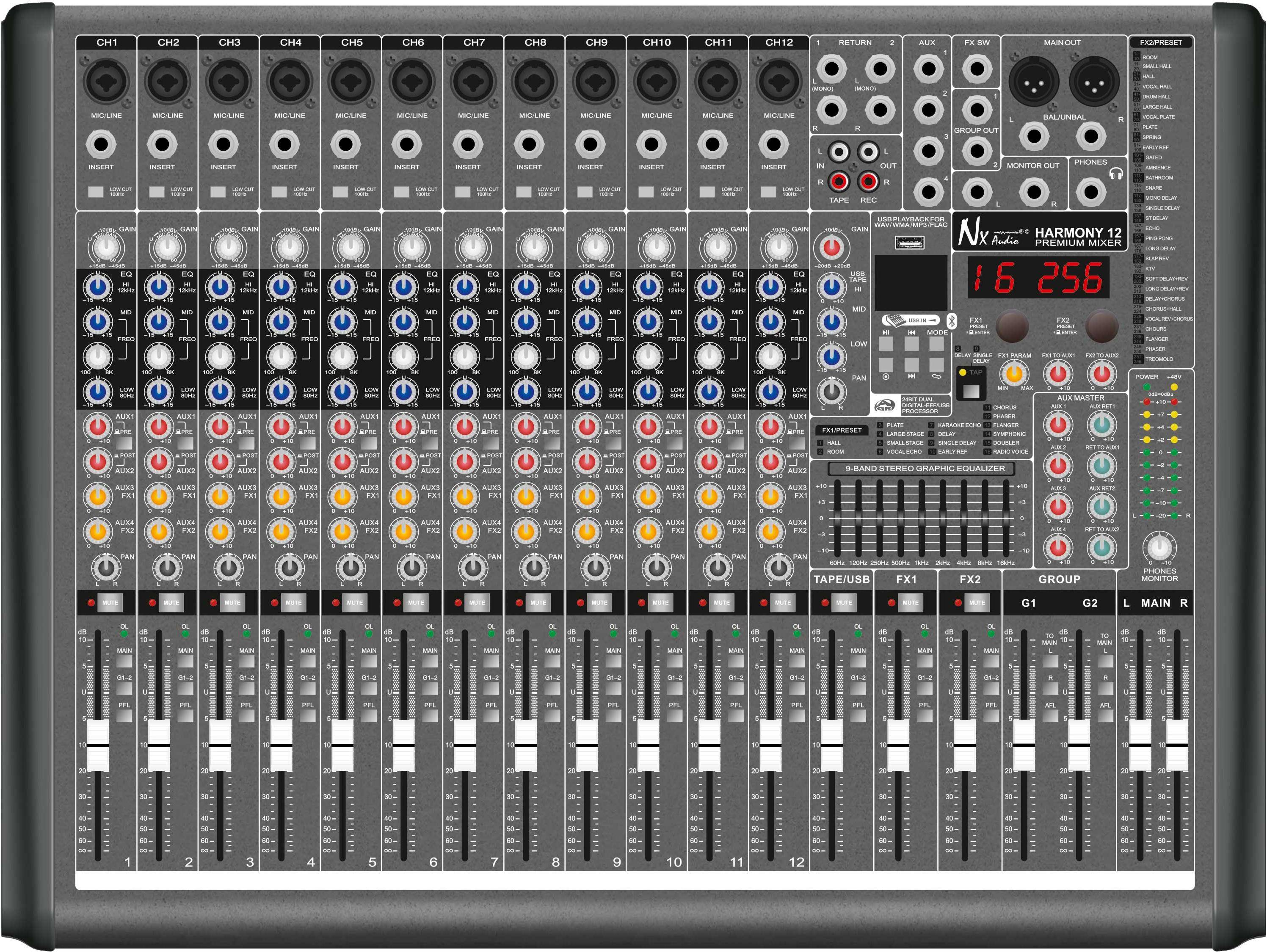 NX Audio Harmony 12 – 12-Channel Analogue Mixer zoom image