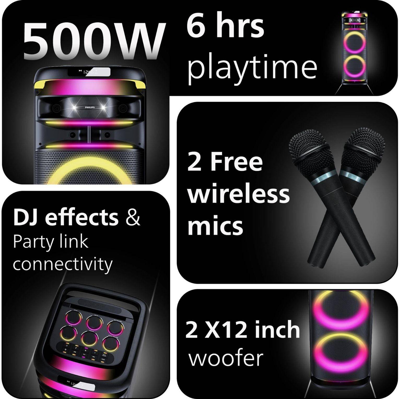 PHILIPS TAX5004/94 2 Mics 500 W Bluetooth Party Speaker  zoom image