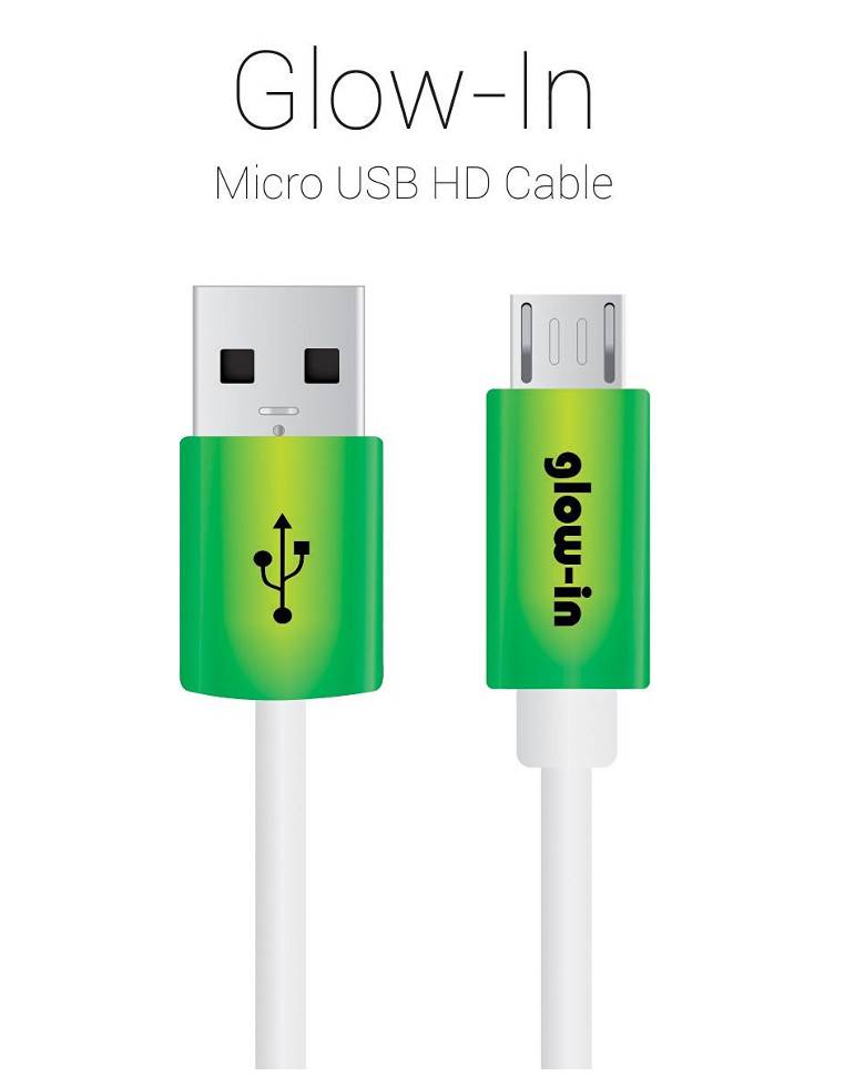 Portronics Glow-in Micro usb Cable Hd High Speed With Green Led-green zoom image