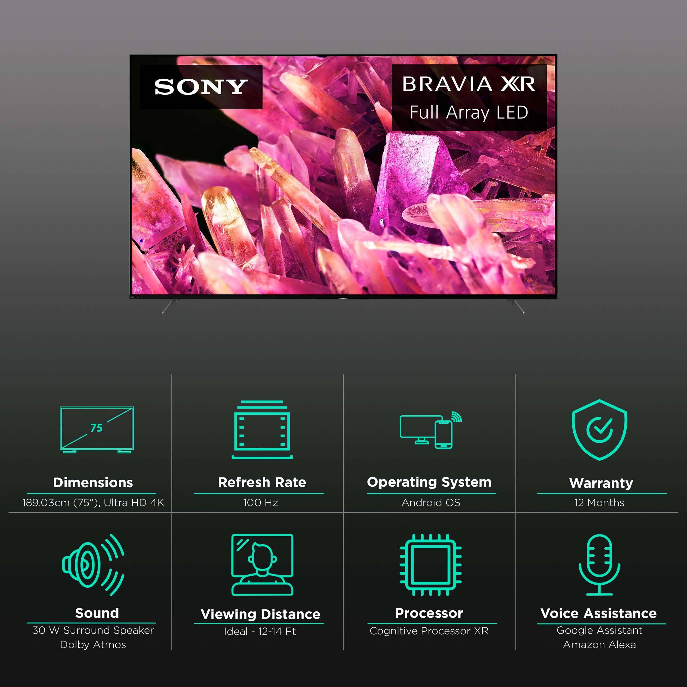 Sony Bravia Xr-75x90l 189 Cm (75 Inches) Xr Series 4k ultra Hd Smart Led Google tv zoom image