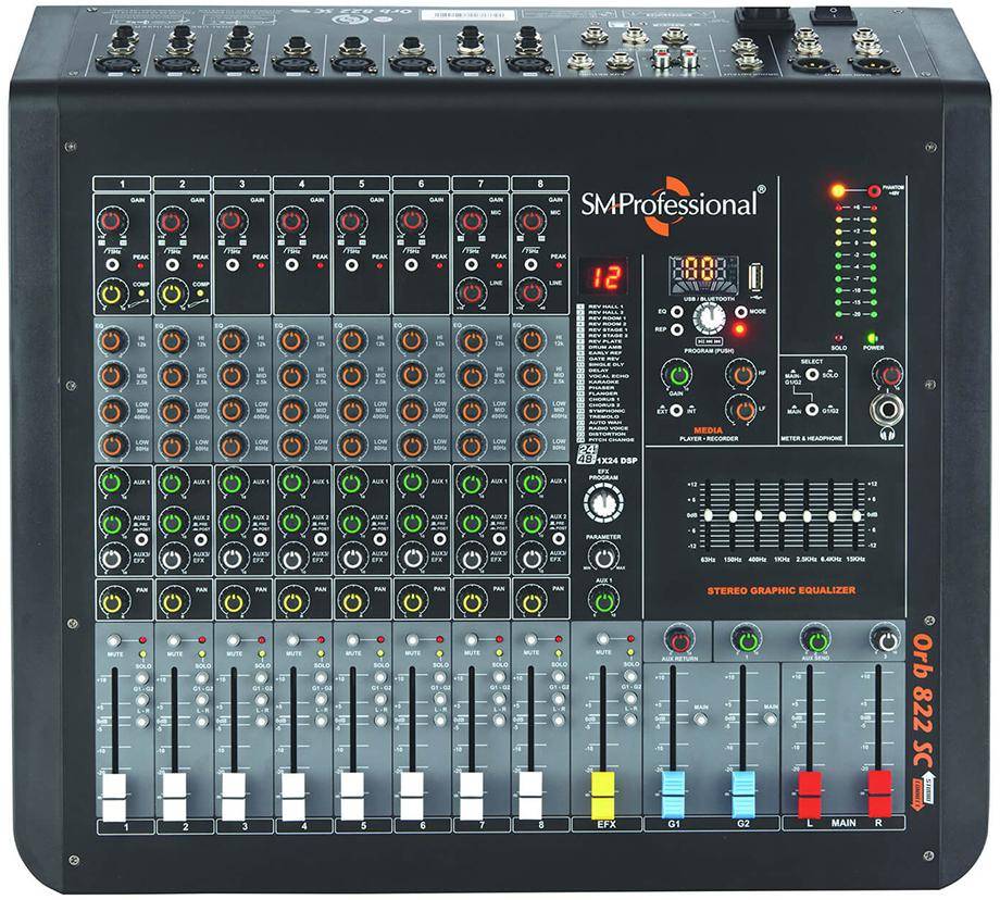Studiomaster Orb 822 SC 8-Channel Live Mixer with Build-in USB media Player zoom image