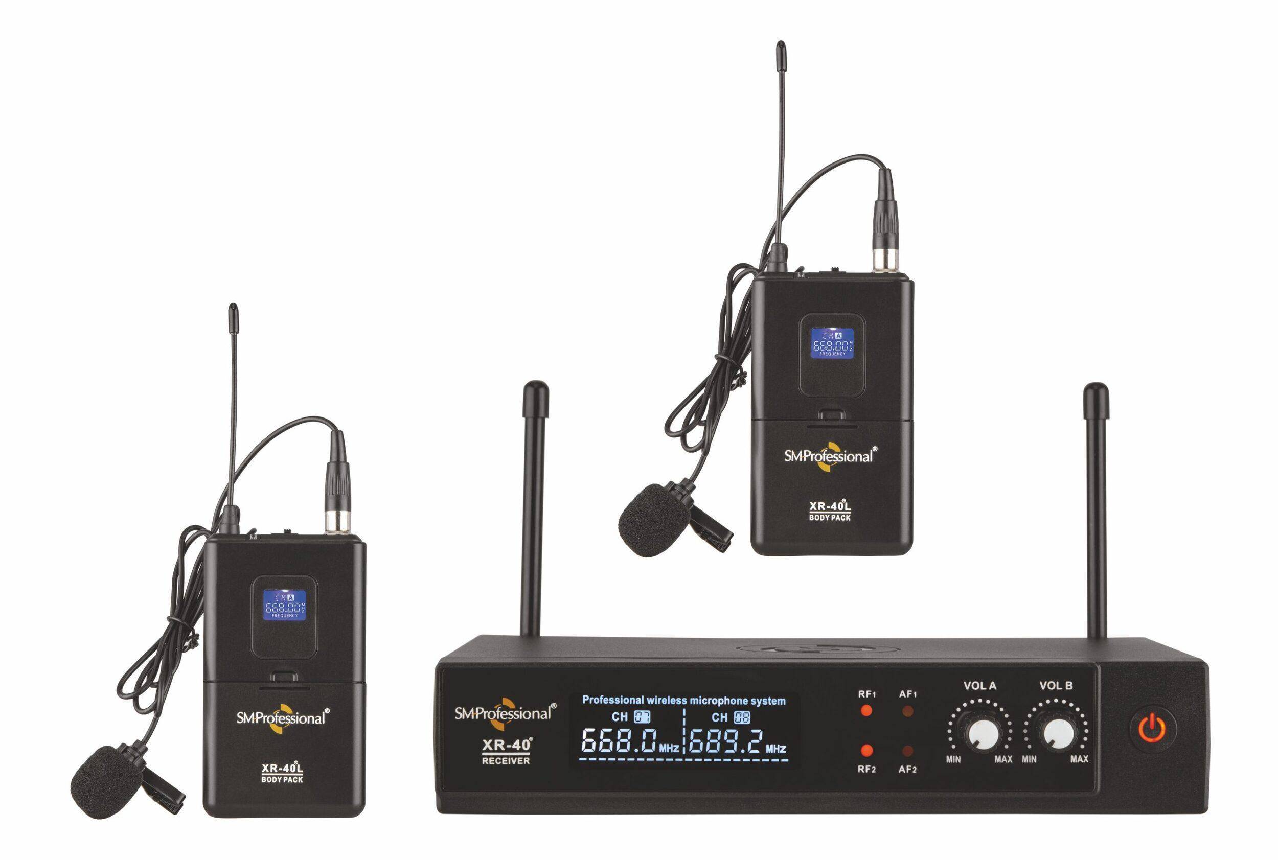 Studiomaster XR40LL Dual UHF Lavalier Wireless Microphone System zoom image