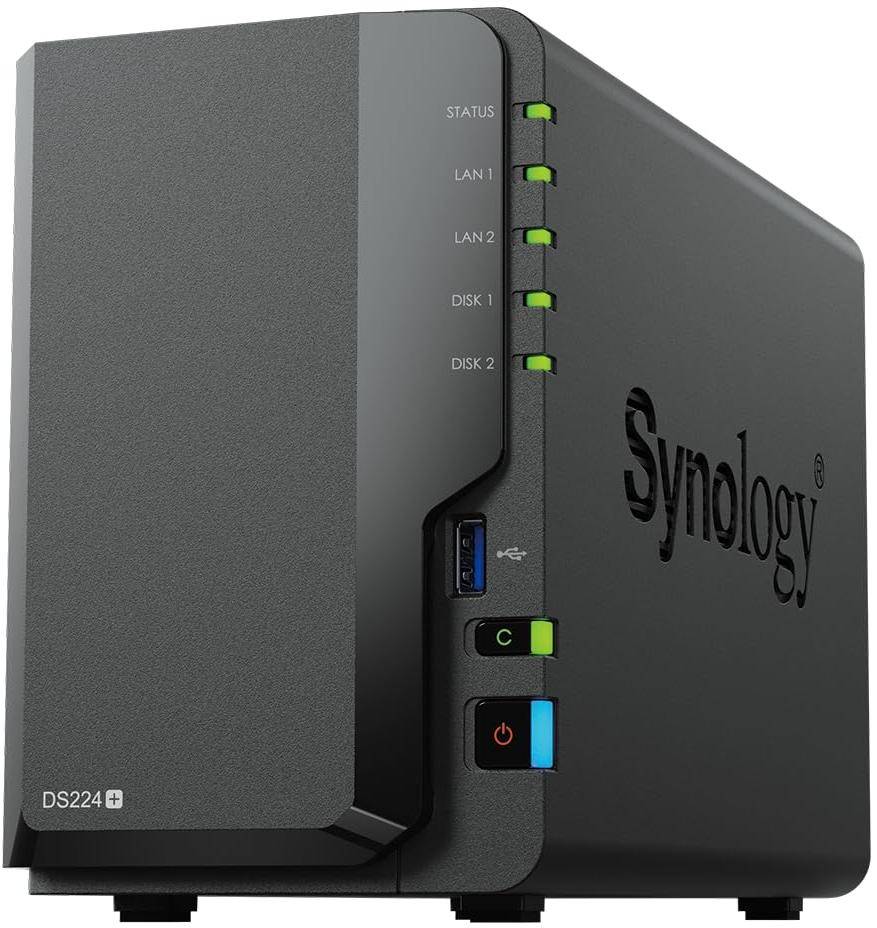 Synology DS224+ 2-Bay Diskstation NAS (Intel Celeron J4125 4-Core 2.0 GHz 2GB DDR4 RAM 2xRJ-45 1GbE LAN-Port) zoom image