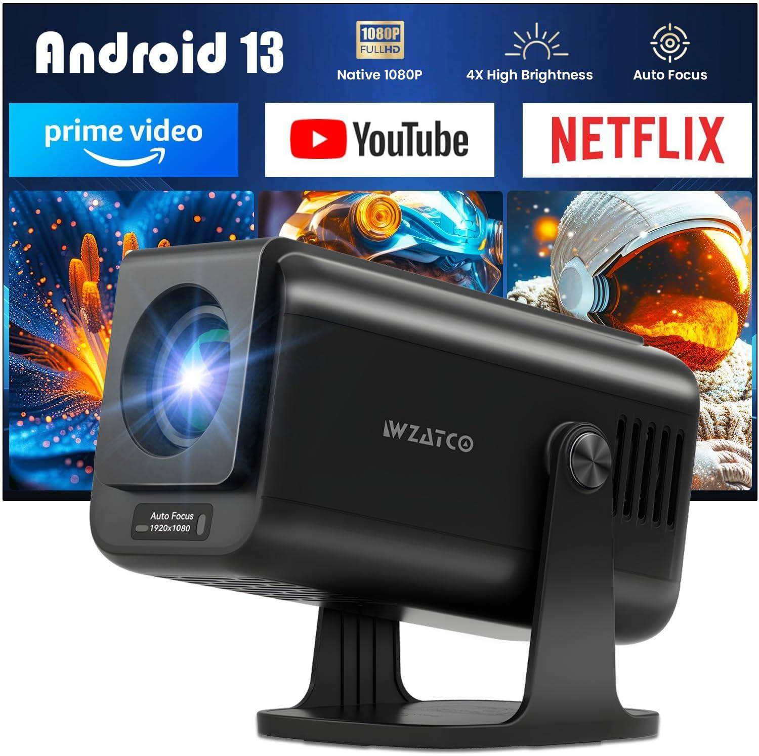 WZATCO Yuva Go Pro Fully Automatic Native 1080P Android 13.0 Smart Projector zoom image