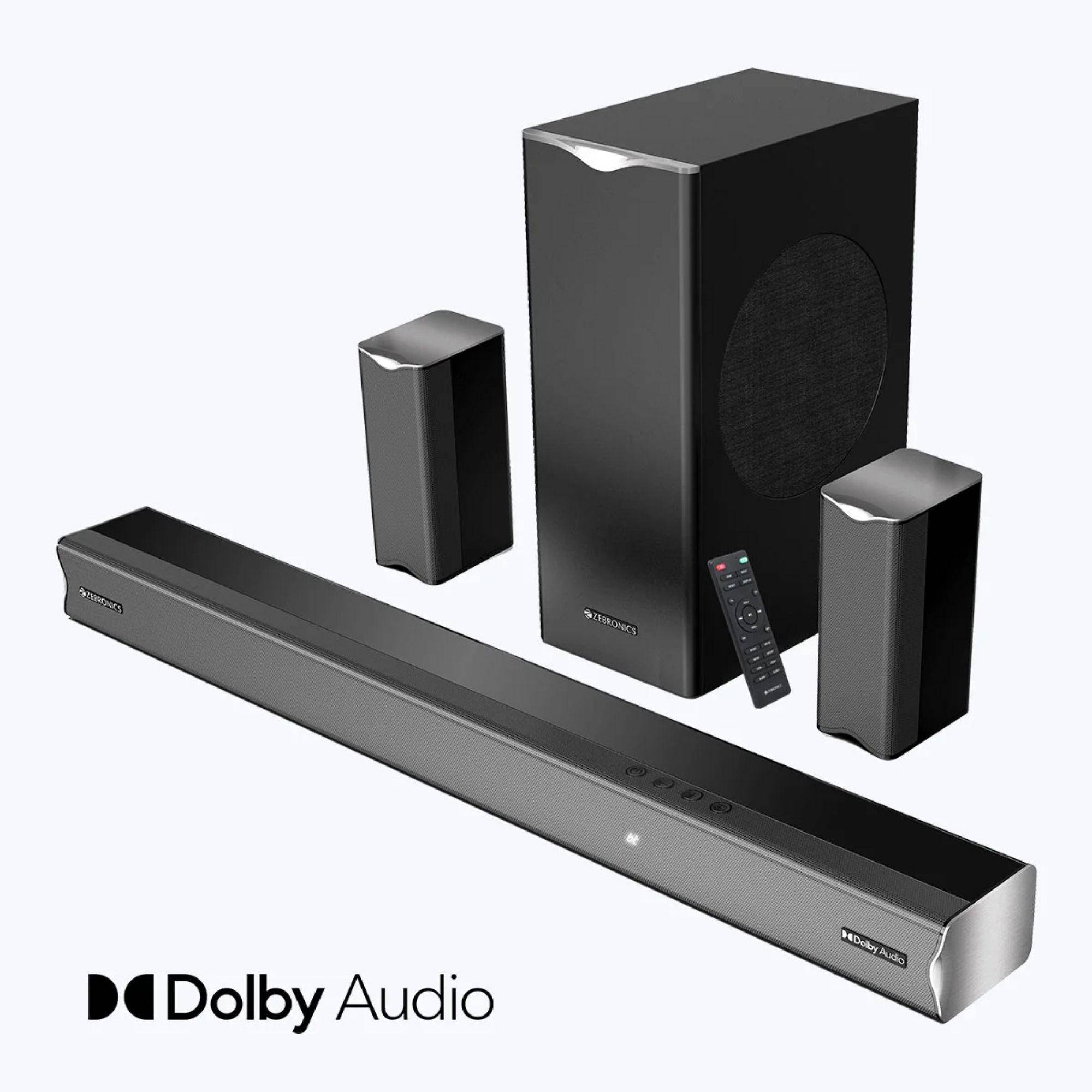 ZEBRONICS Juke BAR 9520WS PRO Dolby 5.1 500 Watts Soundbar with Subwoofer & Dual Wireless Satellites zoom image